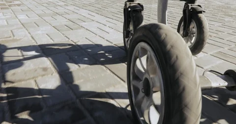 Movement of the wheel stroller Video stock 104484680