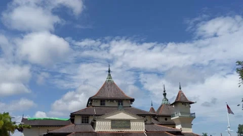 The movement of white clouds over the oldest mosque Stock Footage 204839656