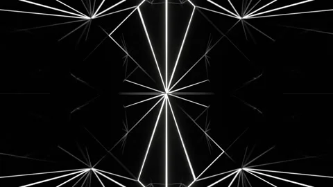 Movement of White Neon Figures in Circle Background VJ Loop in 4K Stock Footage 344577535