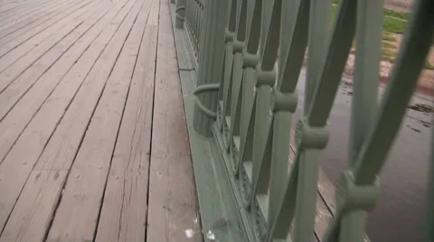 The movement on the wooden bridge Video stock 7749540