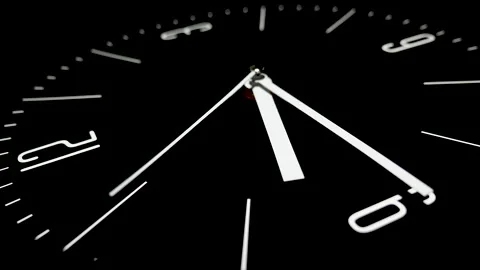 Movements of black face clock in real time Stock Footage 145902072