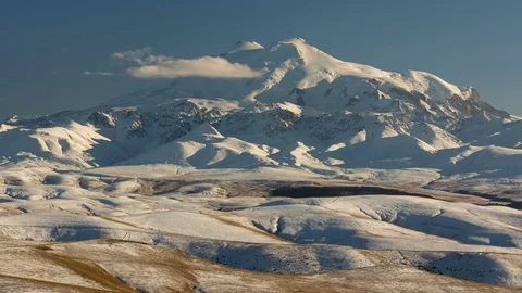 The movements of clouds up to the slopes of the mountains of Caucasus peaks. Stock Footage 70152889