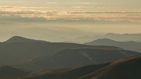 The movements of clouds up to the slopes of the mountains of Caucasus peaks. Stock Footage 70153810