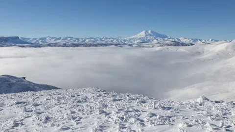 The  movements of clouds up to the slopes of the  mountains of Central Caucasus Video stock 70408636