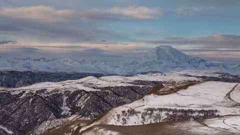 The  movements of clouds up to the slopes of the  mountains of Central Caucasus Stock Footage 70492584