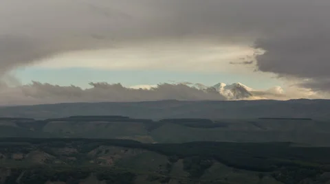 The movements of clouds up to the steep slopes of the  mountains of Caucasus Stock Footage 63985404