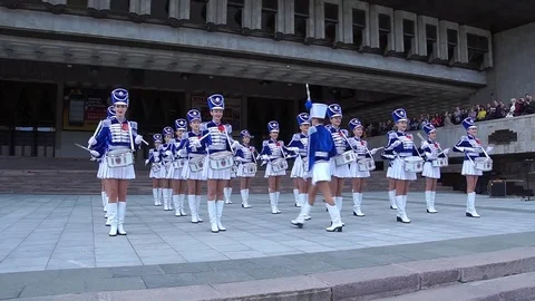 Movements of the orchestra of drummers. Stock Footage 76316733