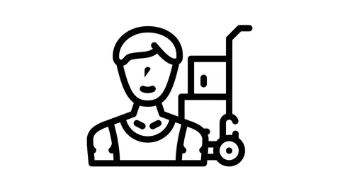 Mover delivery worker black icon animation 스톡 동영상 156662395