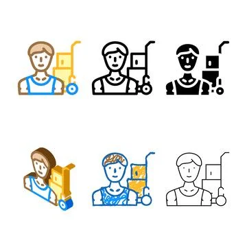 Mover delivery worker color minimal icon vector Stock Illustration