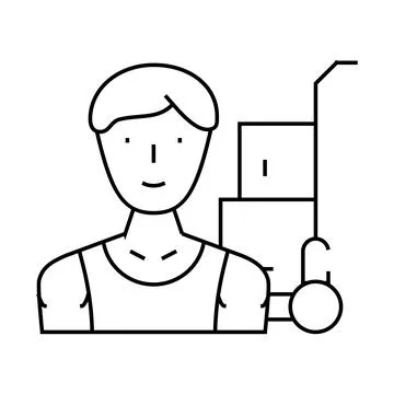 Mover delivery worker line icon vector illustration Stock Illustration