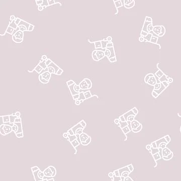 Mover delivery worker line vector seamless pattern Stock Illustration