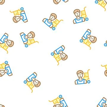 Mover delivery worker vector seamless pattern Stock Illustration