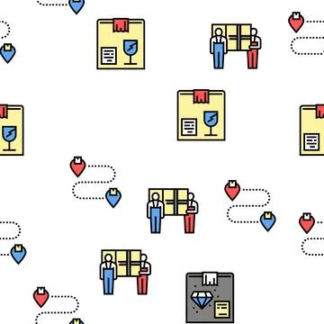 Mover Express Service Vector Seamless Pattern Stock Illustration