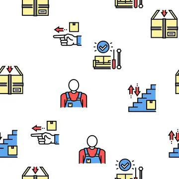 Mover Express Service Vector Seamless Pattern Stock Illustration