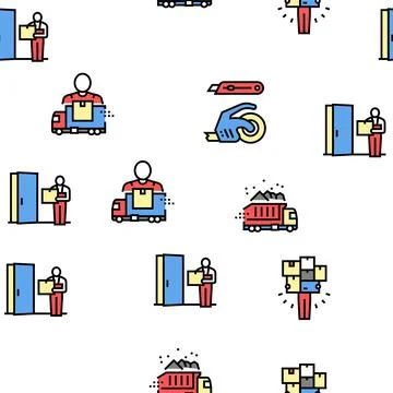 Mover Express Service Vector Seamless Pattern Stock Illustration