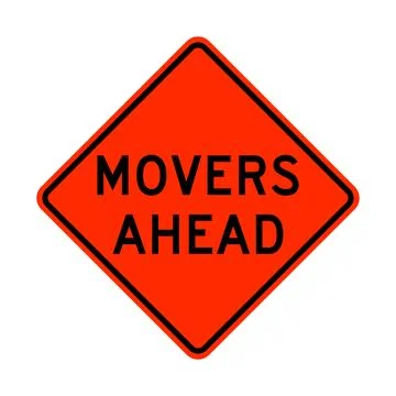 Movers ahead warning road sign Stock Illustration