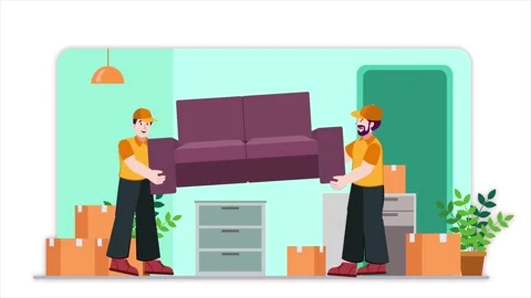 Movers and packers 2d explainer video, ready to use. 4k resolution Stock Footage 242359267