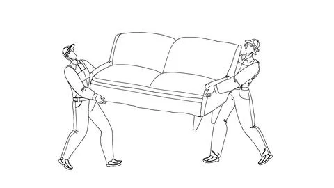 Movers Carry Sofa And Move To New House Vector Illustrazione stock