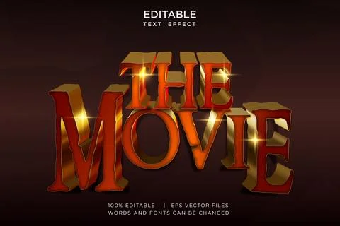 The Movie 3D Editable Text Effect Vector Design Stock Illustration