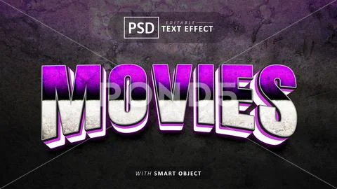 Movie 3d gradient text effect PSD Template