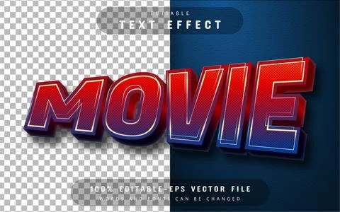 Movie 3d text effect editable Stock Illustration