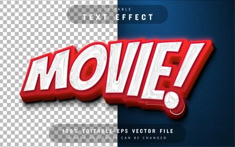 Movie 3d text effect editable Stock Illustration
