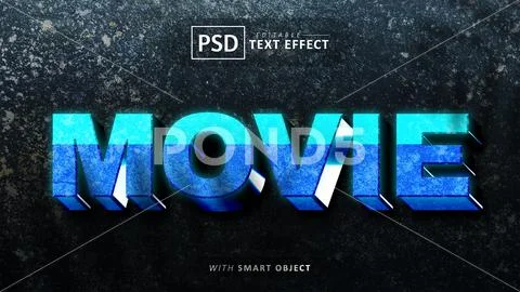 Movie 3d text effect editable PSD Template