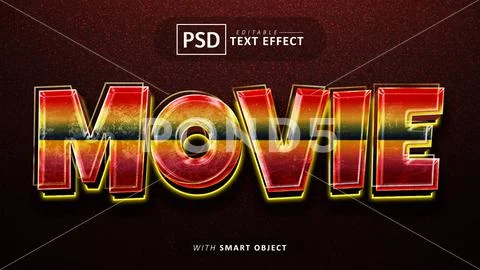 Movie 3d text effect editable Modello PSD