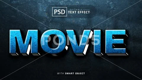 Movie 3d text effect editable PSD Template