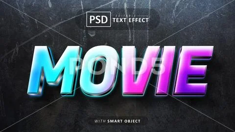 Movie 3d text effect editable PSD Template