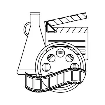 Movie and cinema elements in black and white Illustrazione stock