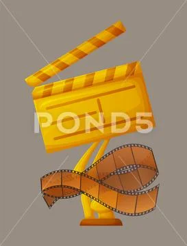 Movie Award, Clapperboard Made of Gold and Tape Stock Illustration