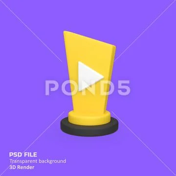 Movie award trophy isolated 3d render icon illustration PSD Template