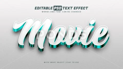 Movie blue white 3d style text effect Modello PSD