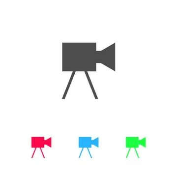 Movie camera icon flat. Stock Illustration