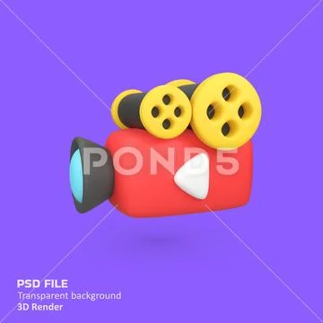 Movie camera isolated 3d render icon illustration PSD Template