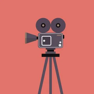 Movie camera on tripod Stock Illustration