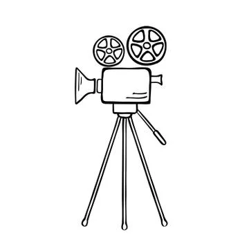 Movie camera vector sketch Stock Illustration