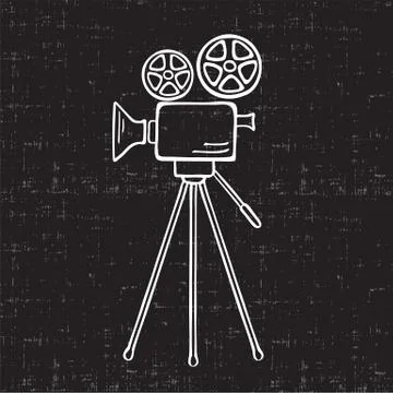 Movie camera vector sketch Stock Illustration