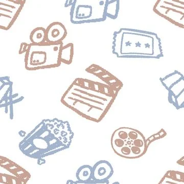 Movie Cinema Elements Seamless Pattern. Vector seamless pattern illustration Stock Illustration