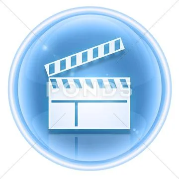 Movie clapper board icon ice, isolated on white background. Stock Illustration