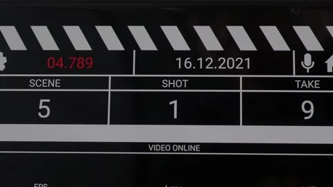Movie clapper board interface. Digital number running and counting before sho Stock Footage 171080903