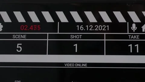 Movie clapper board interface. Digital number running and counting before sho Stock Footage 171080916