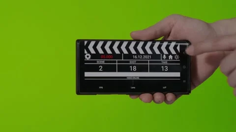 Movie clapper board interface. Digital number running and counting before sho Stock Footage 171082325