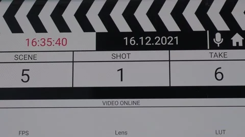 Movie clapper board interface. Digital number running and counting before sho Stock Footage 171083058