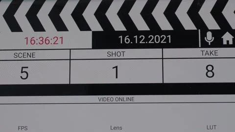 Movie clapper board interface. Digital number running and counting before sho Stock Footage 171083218
