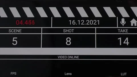 Movie clapper board interface. Digital number running and counting before sho Stock Footage 171100015