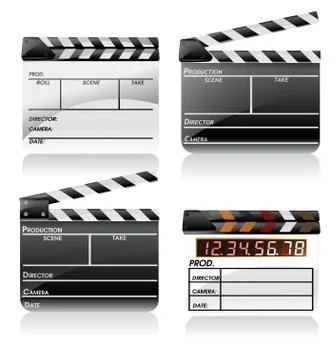 Movie clapper board set Stock Illustration