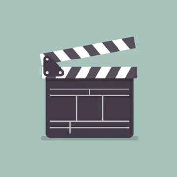 Movie clapper in flat style Stock Illustration