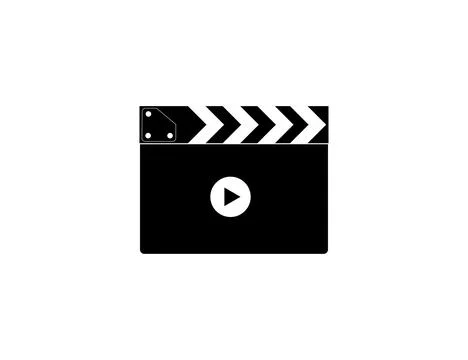 Movie Clapperboard Icon With Play Button. Stock Illustration